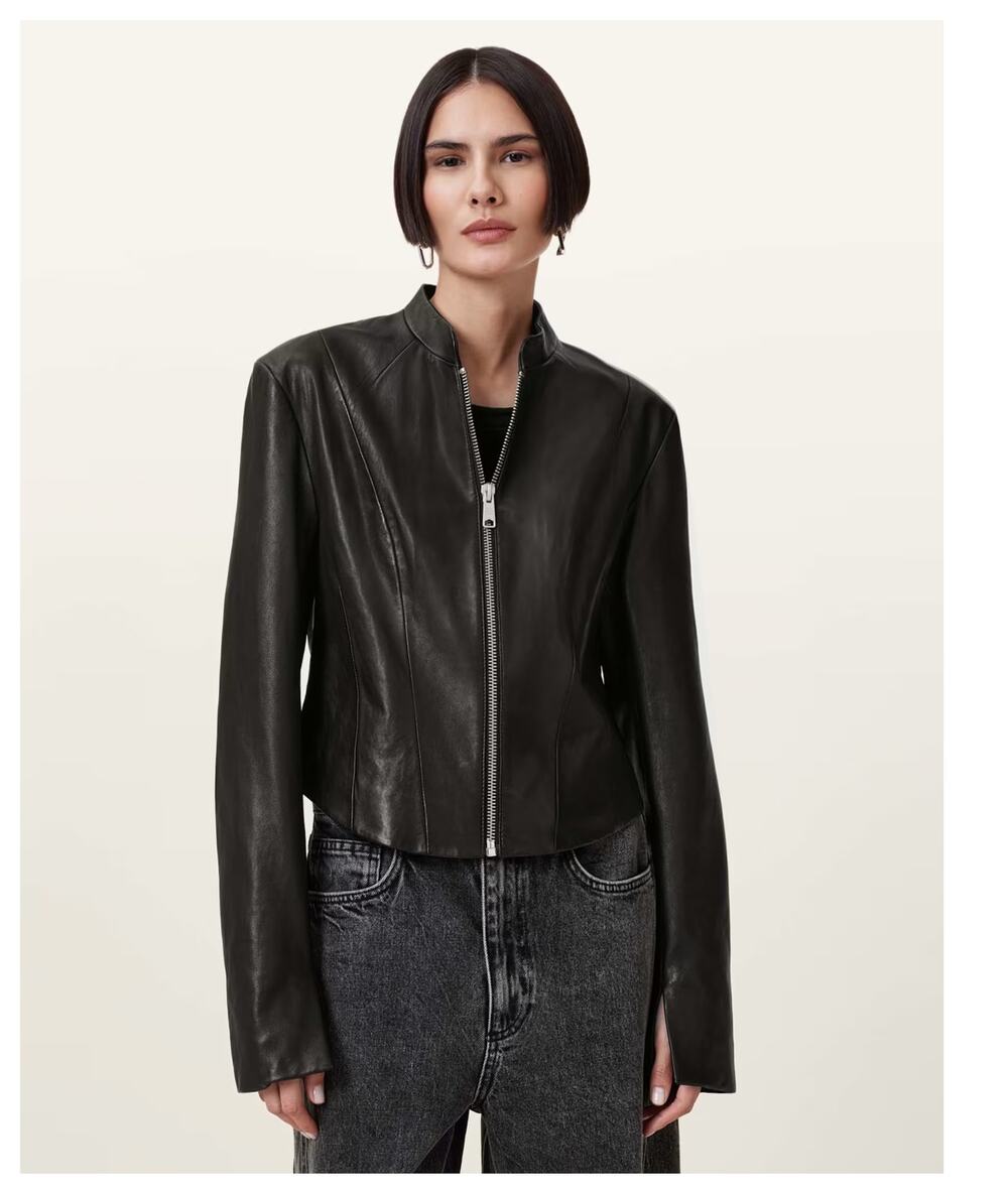 NEW AllSaints Sadler Leather Jacket Size US/8